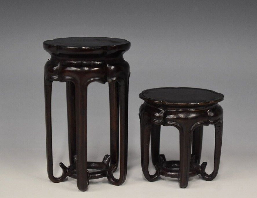 Japanese wooden bonsai stand Flower table Curled legs KADAI set of 2 φ2" /408