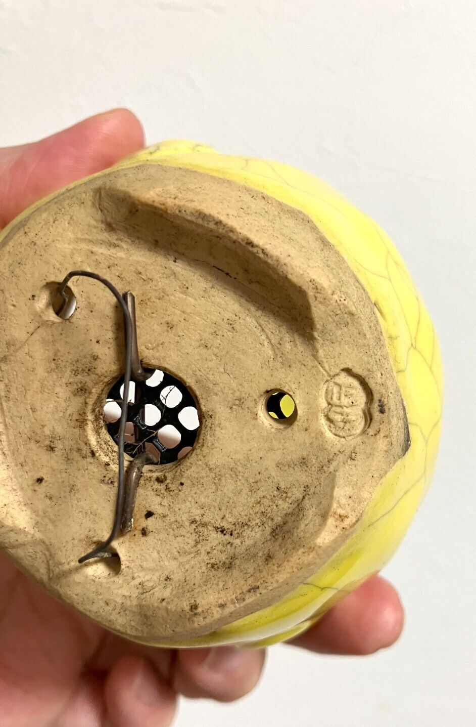 Japanese bonsai pot MASASHI FURUMOTO signed frog & crab relief basket φ3.3" /312