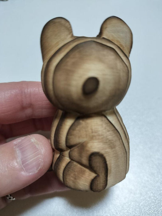 Japanese Wooden Bear KUMABOKKO AINU Hokkaido Hand carved craft Art h2.4" /385