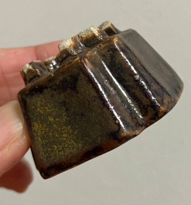 Japanese bonsai pot MUTO brown glazed square corner shaped MAME w1.7" /280