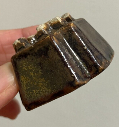 Japanese bonsai pot MUTO brown glazed square corner shaped MAME w1.7" /280