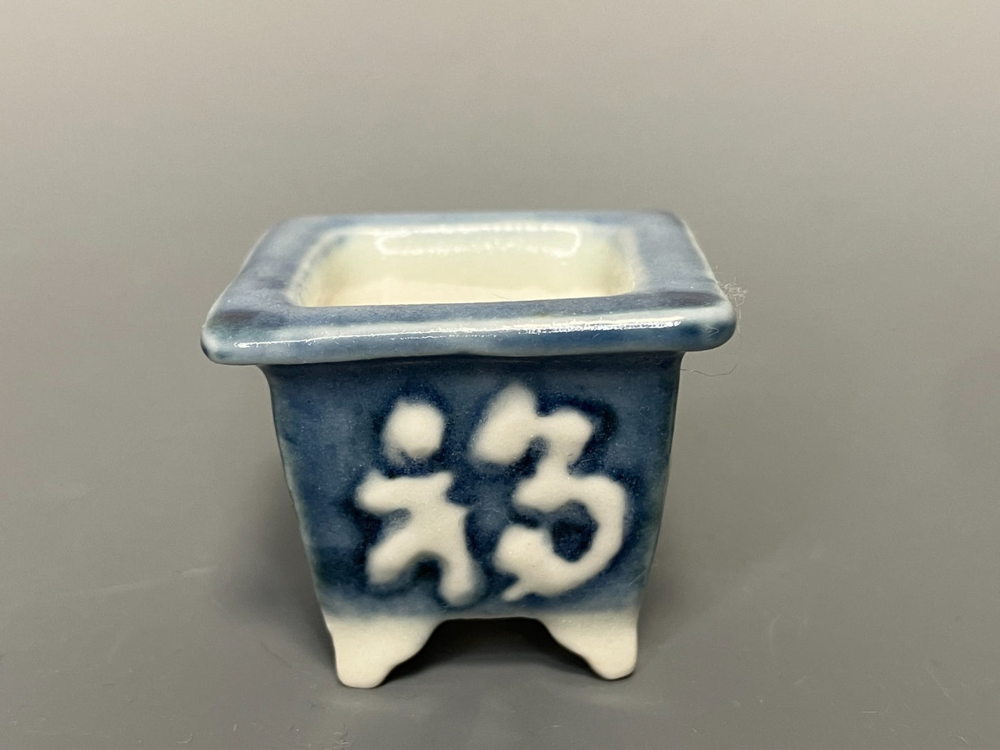 Japanese Bonsai pot YUKA ISHIKAWA signed The Lucky Bat Rctgl MAME w1.4" /434