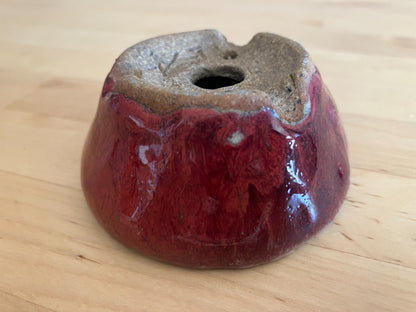 Japanese bonsai pot ECHIZEN BUNZAN signed MAME round brown glazed New φ2.8" #22