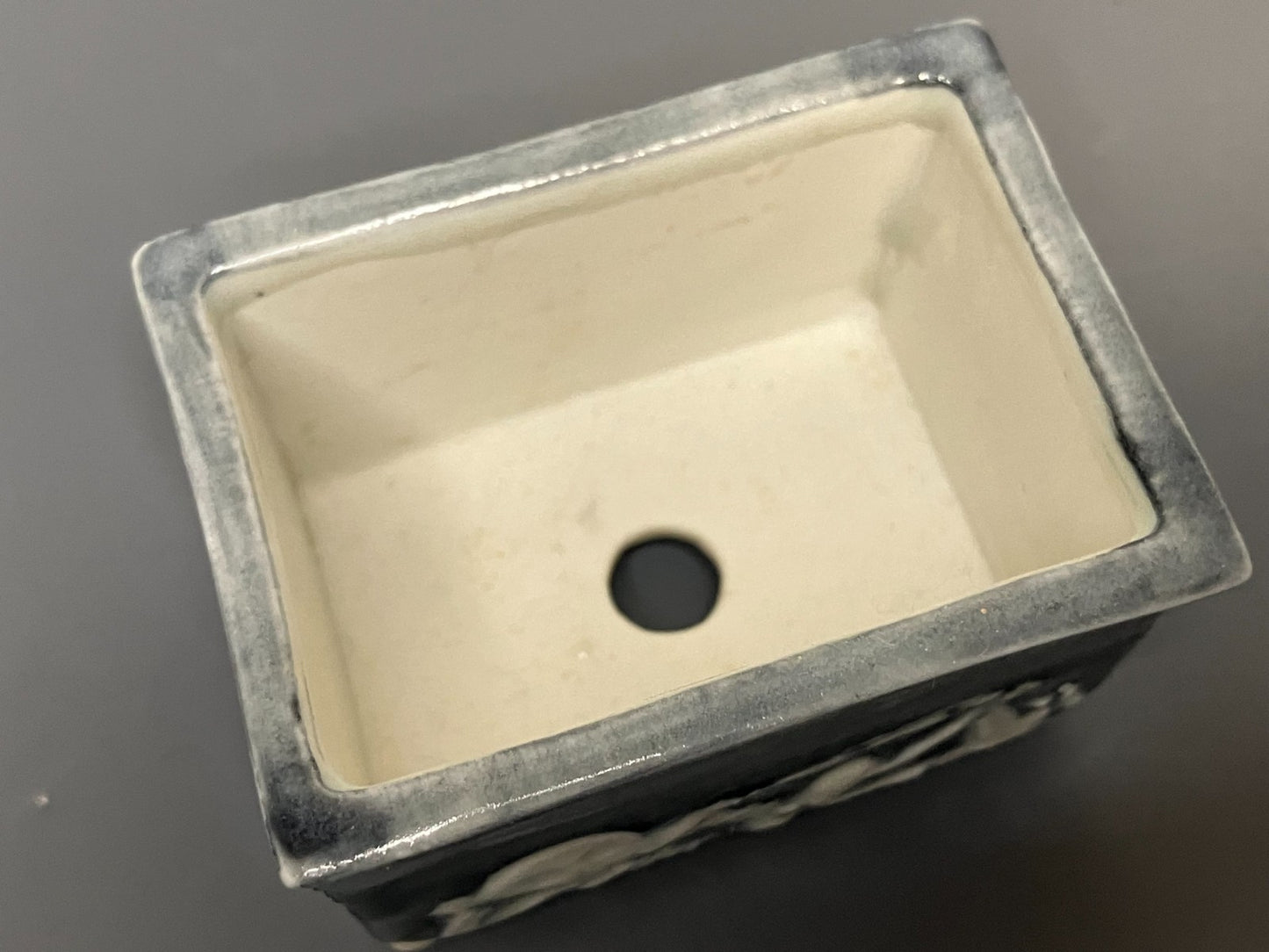 Japanese Bonsai pot YUKA ISHIKAWA sign The Skull Man Rctgl MAME w2.4" /433