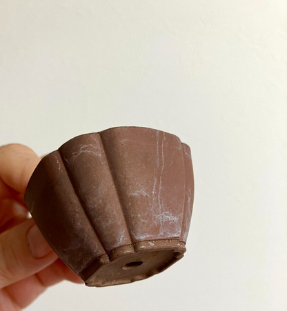 Japanese old bonsai pot TOSUI signed Set of 2 Cloud foot Green Brown w2.4" /310