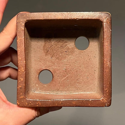 Japanese Bonsai pot HEIAN KOSEN signed SHIDEI Pear skin Square w3.9" /439 11