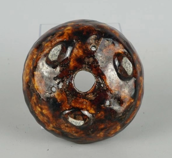 Japanese Bonsai pot ECHIZEN BUNZAN signed Brown glazed Round φ4.3" /438 11