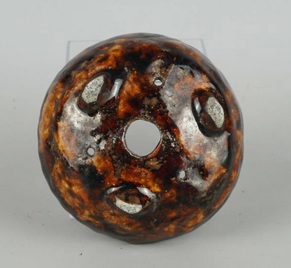 Japanese Bonsai pot ECHIZEN BUNZAN signed Brown glazed Round φ4.3" /438 11