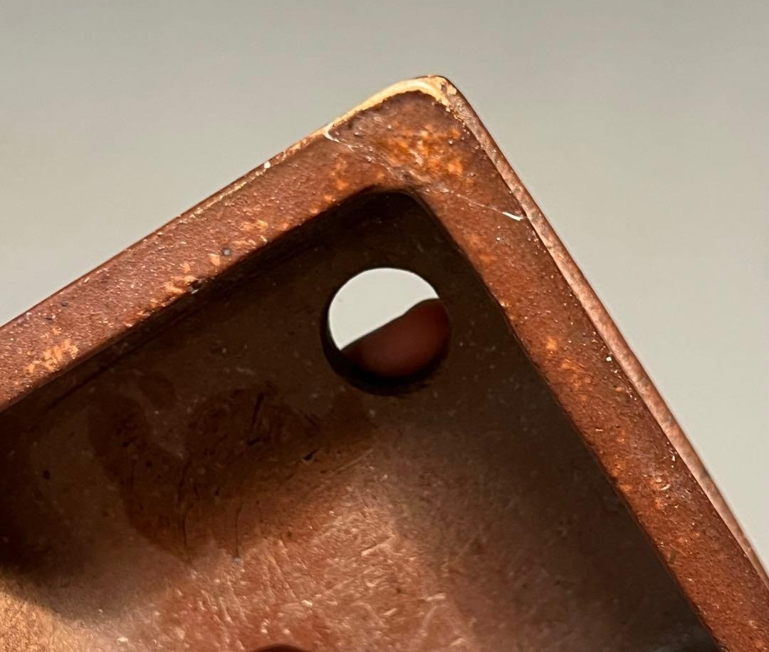 Japanese Bonsai pot HEIAN KOSEN signed SHIDEI Pear skin Square w3.9" /439 11