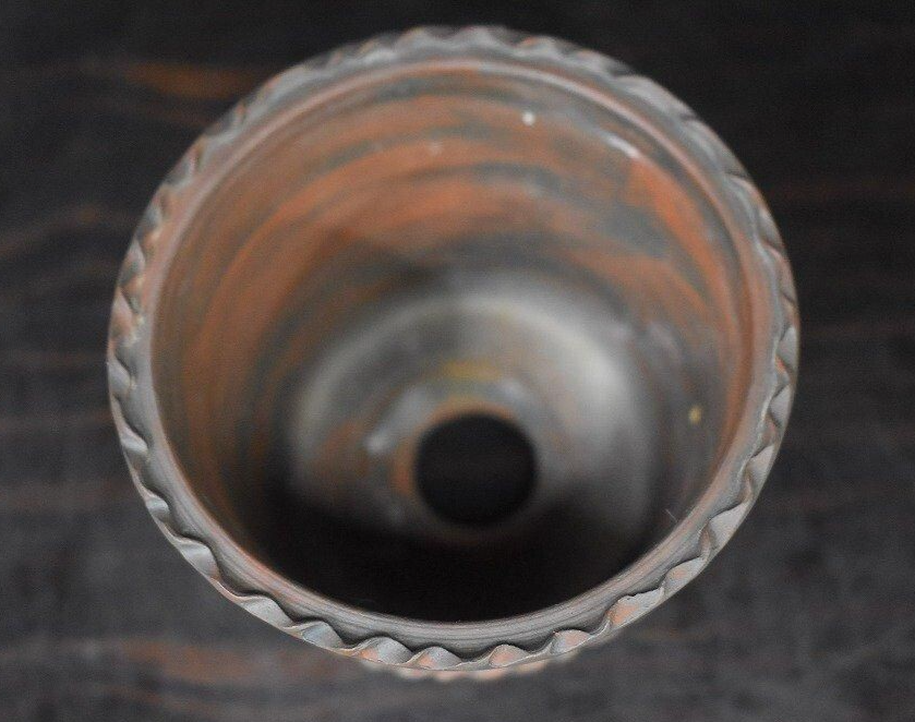 Japanese TOKONAME Bonsai pot DEIJU signed DEIMONO Mid rope Rim Round φ3.3" /410