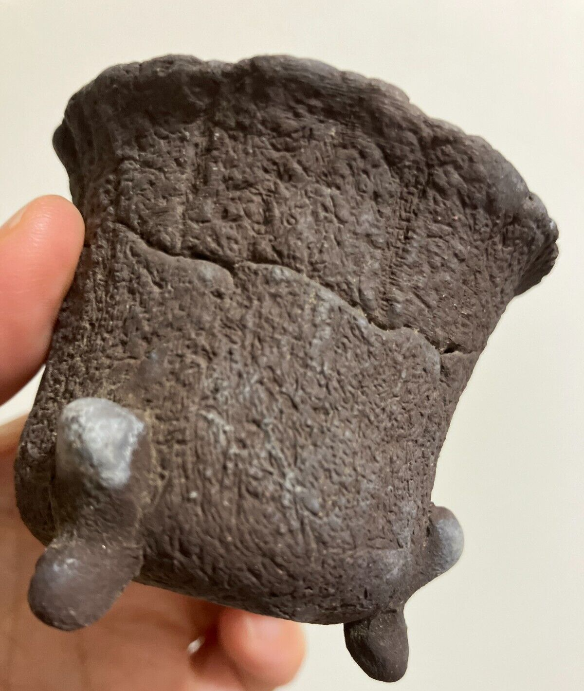 Japanese bonsai pot RYUGAKU signed 3 Legs hand formed jar shape φ2.7" 2