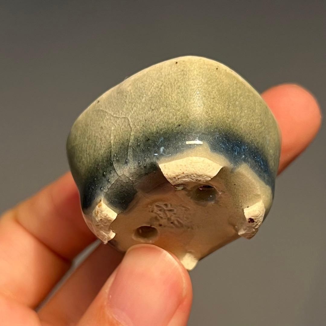 Japanese Bonsai pot MACHINAO IMAOKA signed Green glazed MAME Rectangle w1.7"/440