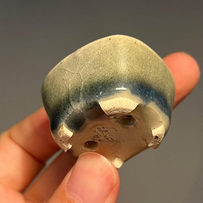 Japanese Bonsai pot MACHINAO IMAOKA signed Green glazed MAME Rectangle w1.7"/440