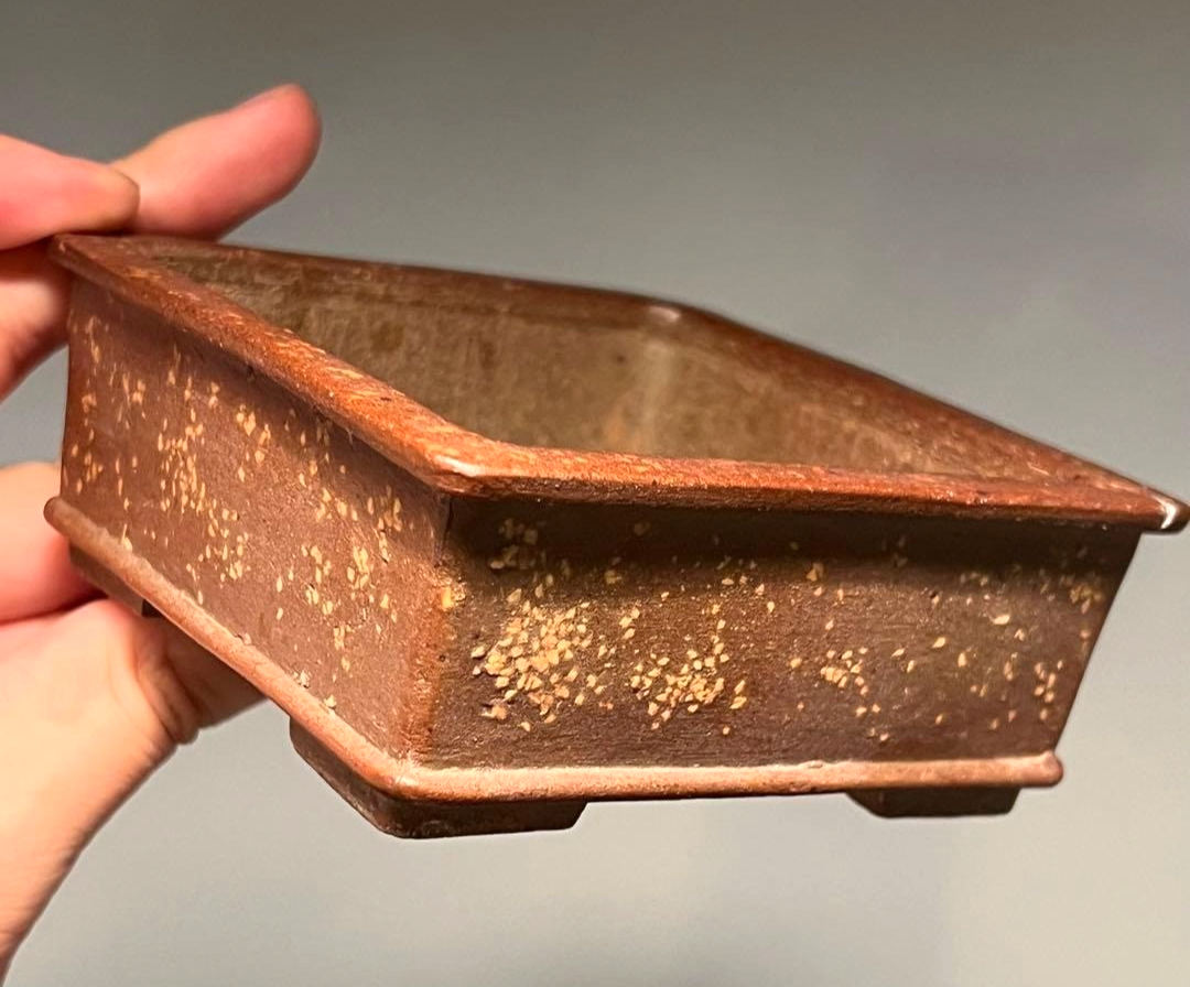 Japanese Bonsai pot HEIAN KOSEN signed SHIDEI Pear skin Square w3.9" /439 11