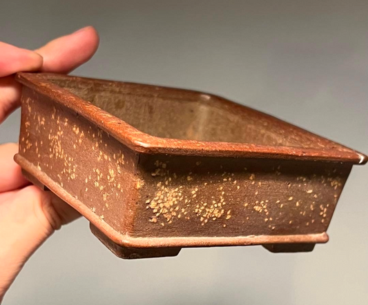 Japanese Bonsai pot HEIAN KOSEN signed SHIDEI Pear skin Square w3.9" /439 11