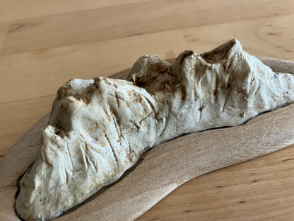 Japanese Viewing mountain White pottery & camphor tree pedestal w4.6" /325