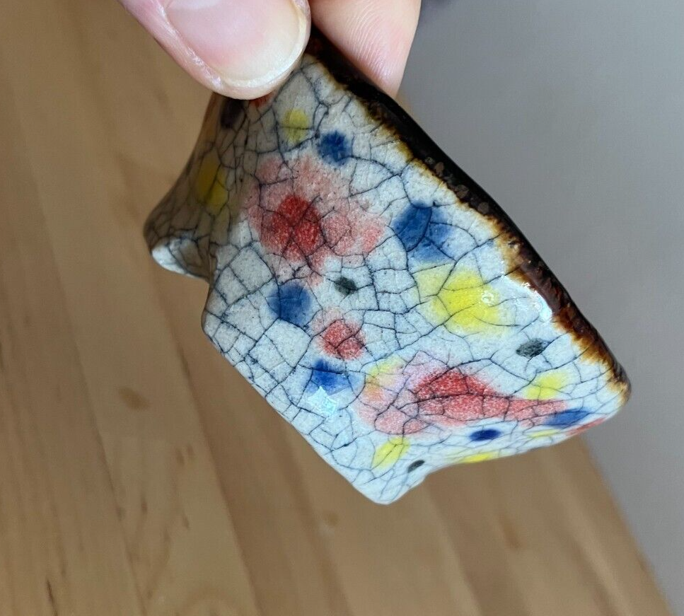 Japanese bonsai pot ECHIZEN BUNZAN signed round multicolor glazed New φ3" #29