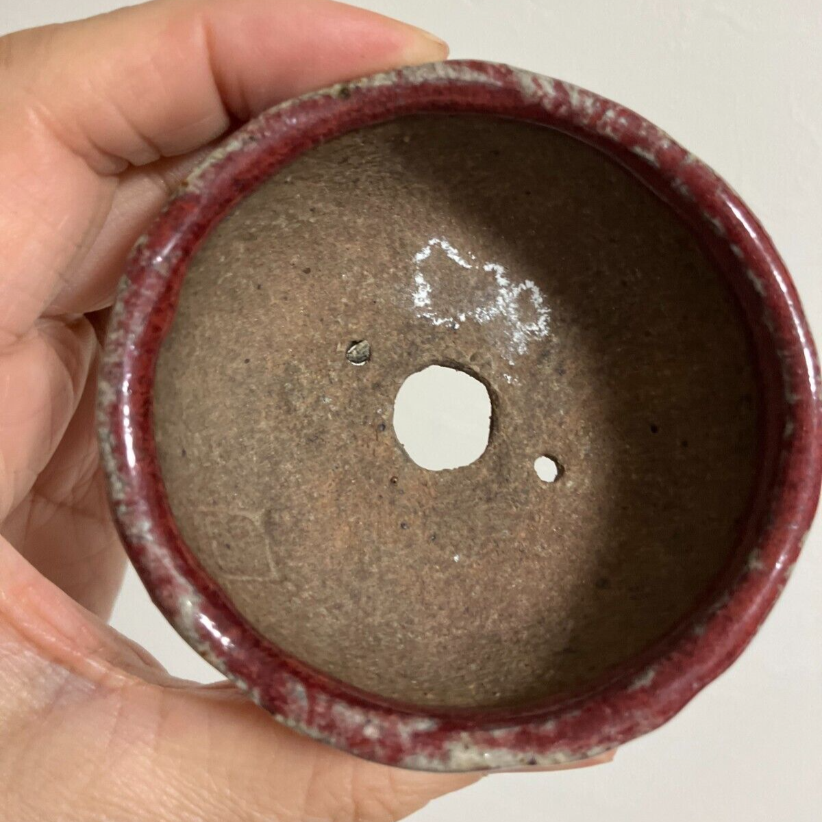 Japanese bonsai pot ECHIZEN BUNZAN signed MAME round brown glazed New φ2.8" #22