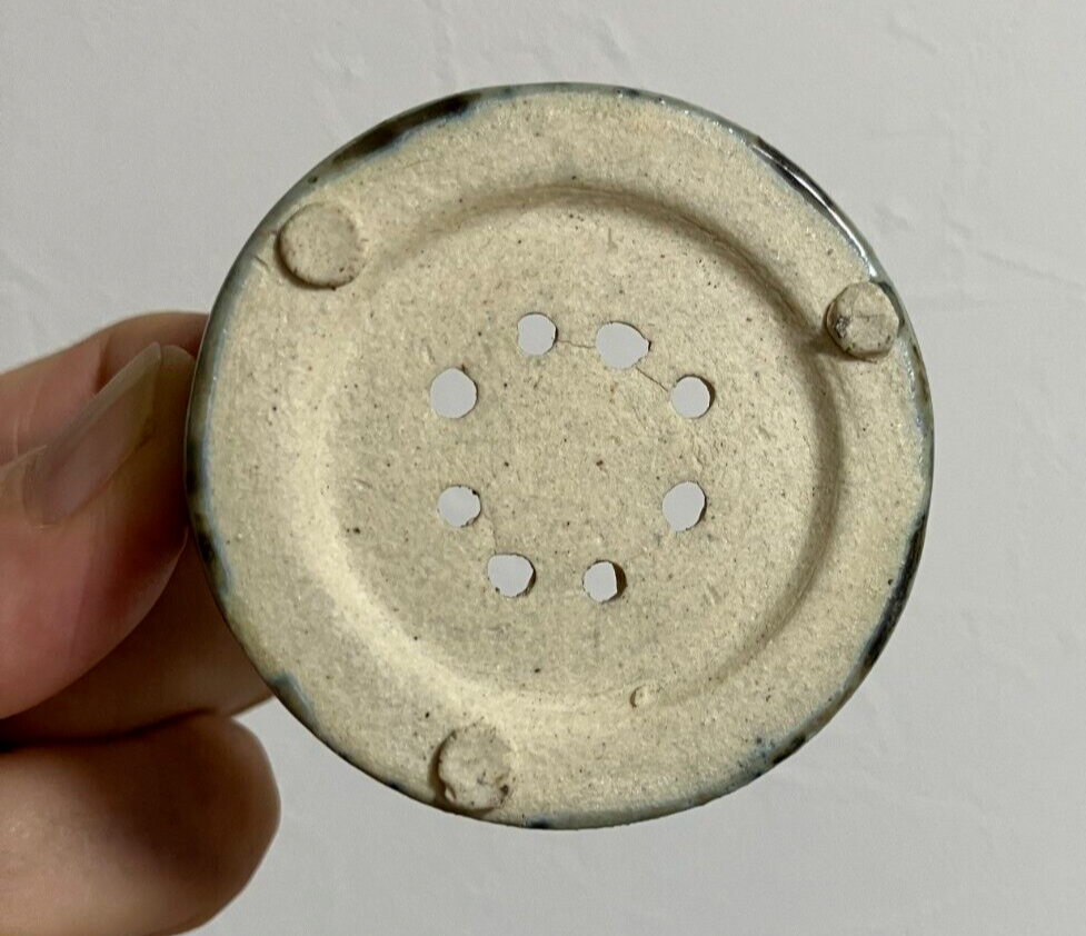 Japanese bonsai pot AKIMUNE AIGAKE Double glazed Green gray Shallow φ2.2" /319