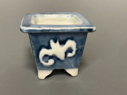 Japanese Bonsai pot YUKA ISHIKAWA signed The Lucky Bat Rctgl MAME w1.4" /434