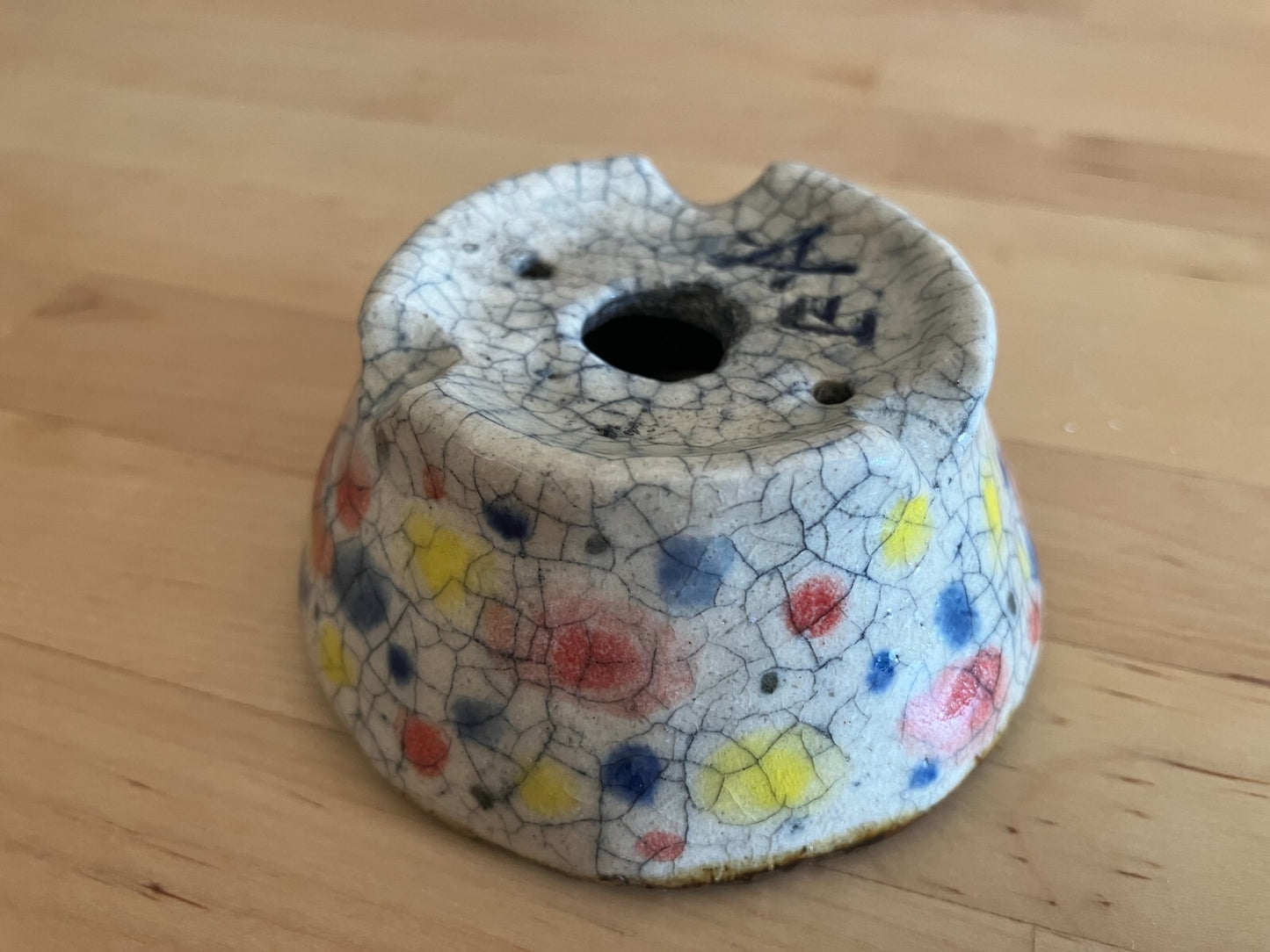 Japanese bonsai pot ECHIZEN BUNZAN signed round multicolor glazed New φ3" #29