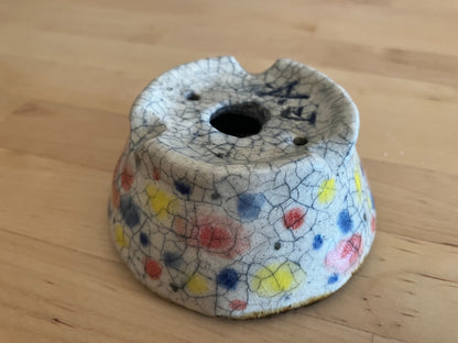 Japanese bonsai pot ECHIZEN BUNZAN signed round multicolor glazed New φ3" #29