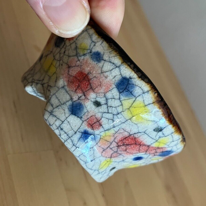 Japanese bonsai pot ECHIZEN BUNZAN signed round multicolor glazed New φ3" #29