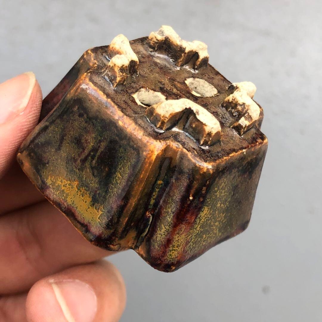 Japanese bonsai pot MUTO brown glazed square corner shaped MAME w1.7" /280