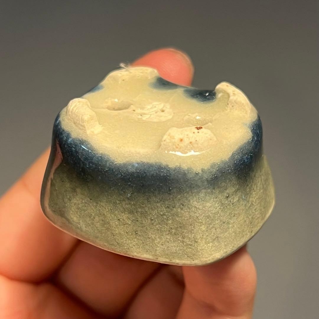 Japanese Bonsai pot MACHINAO IMAOKA signed Green glazed MAME Rectangle w1.7"/440