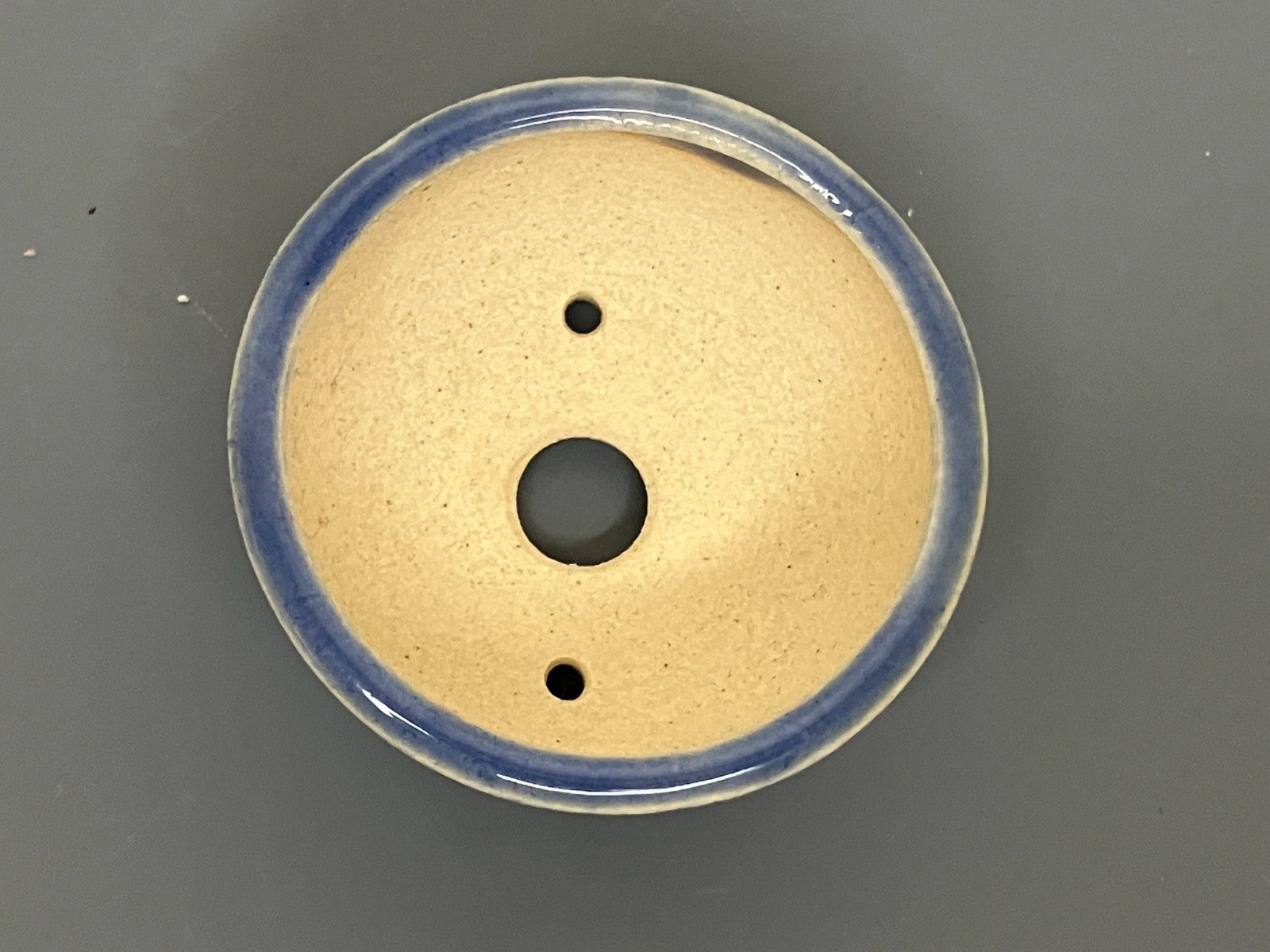 Japanese Bonsai pot MASAKO KUNII signed Drooping Glazed Blue MAME Rd φ2.1" /442