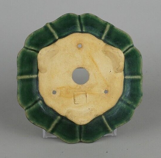 Japanese TOKONAME bonsai pot SHIBAKATSU signed RINKA Green glazed w5.3" /437