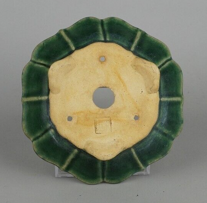 Japanese TOKONAME bonsai pot SHIBAKATSU signed RINKA Green glazed w5.3" /437