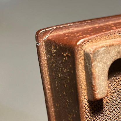 Japanese Bonsai pot HEIAN KOSEN signed SHIDEI Pear skin Square w3.9" /439 11