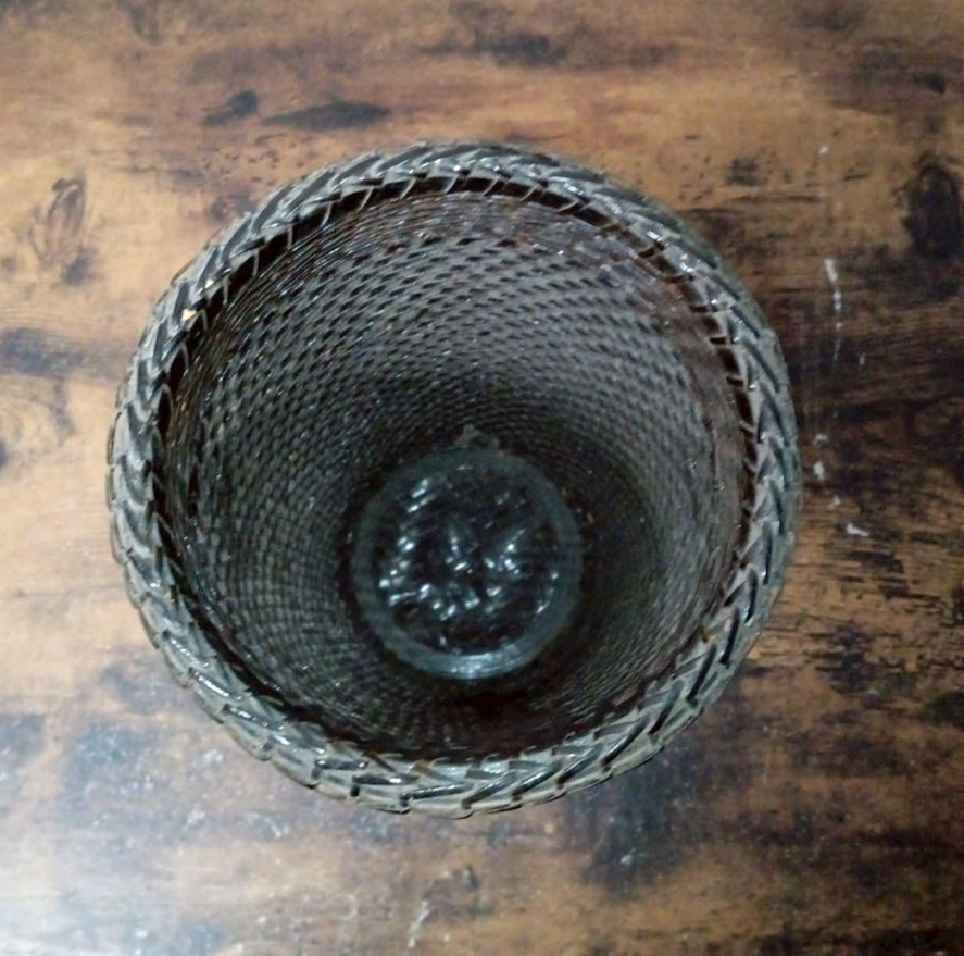 Japanese braided bamboo work Flower basket IKEBANA vase Tall h10.8" /436