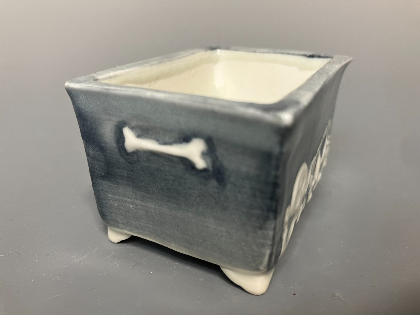 Japanese Bonsai pot YUKA ISHIKAWA sign The Skull Man Rctgl MAME w2.4" /433