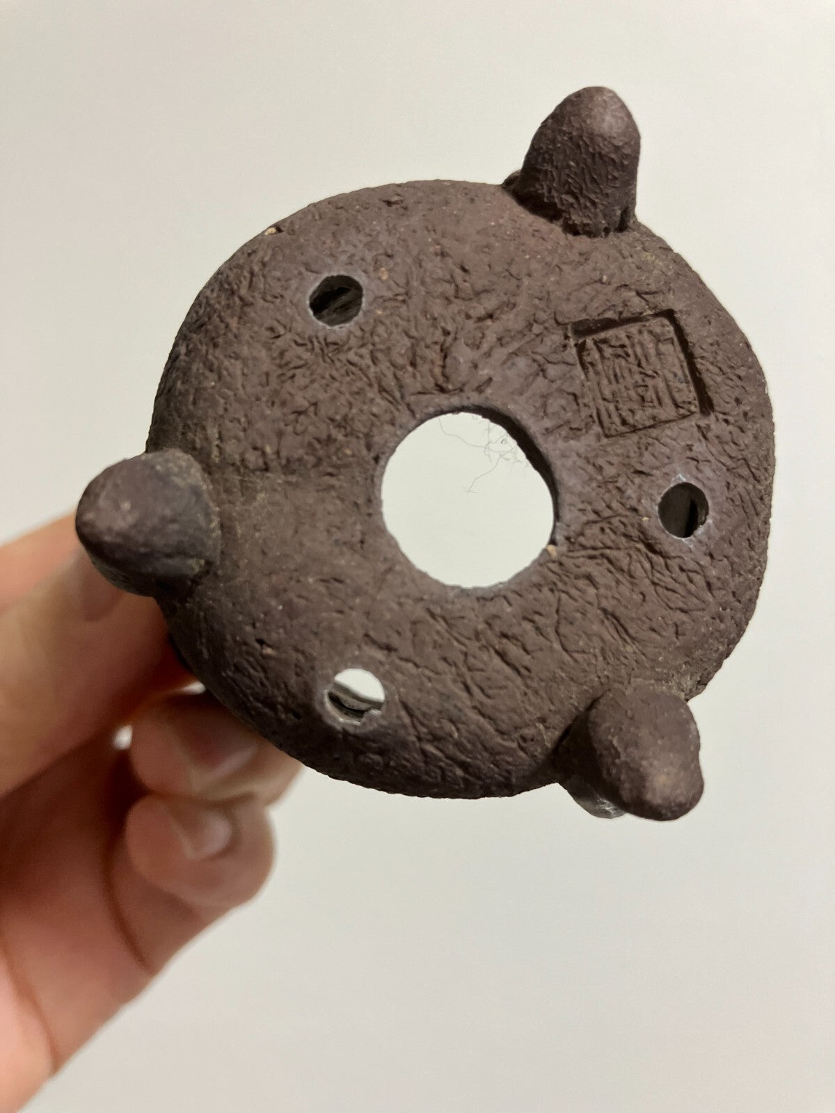 Japanese bonsai pot RYUGAKU signed 3 Legs hand formed jar shape φ2.7" 2