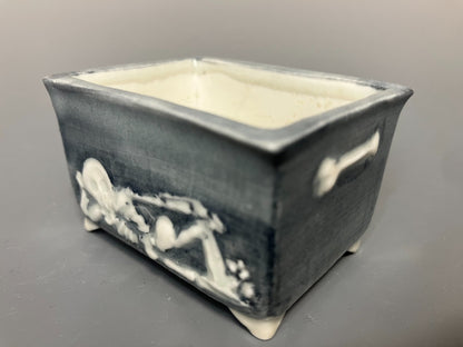 Japanese Bonsai pot YUKA ISHIKAWA sign The Skull Man Rctgl MAME w2.4" /433