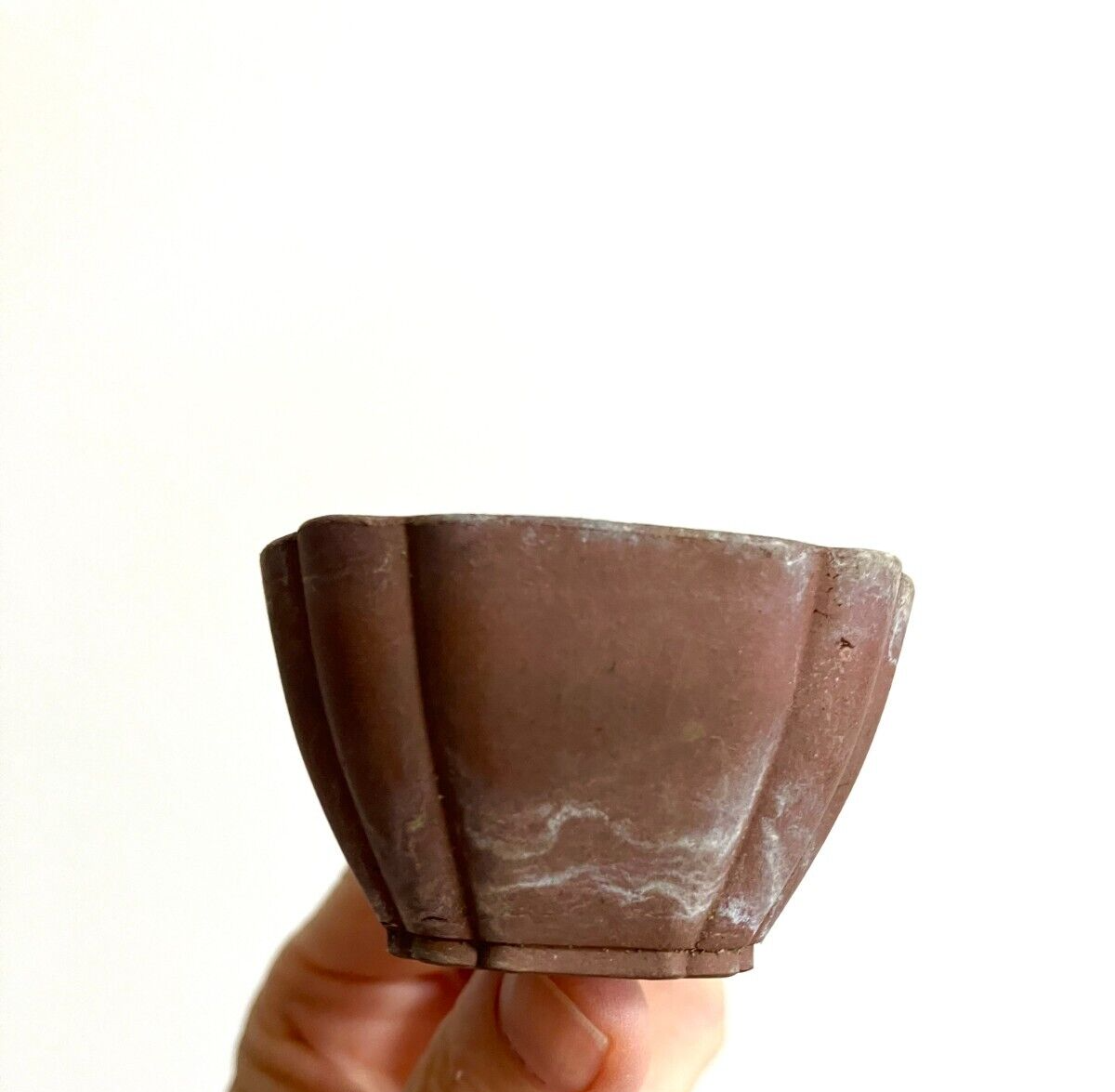 Japanese old bonsai pot TOSUI signed Set of 2 Cloud foot Green Brown w2.4" /310