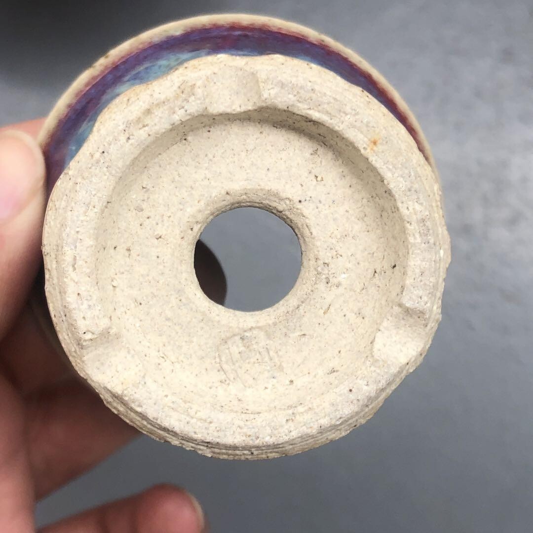 Japanese bonsai pot KO KAORU sign MAME Cinnabar glazed YOHEN Purple φ2.6" #277