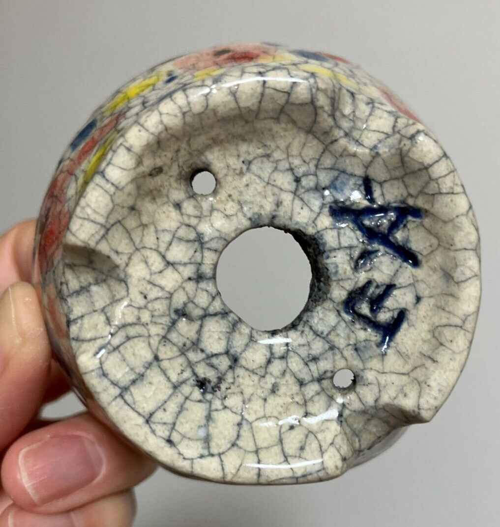 Japanese bonsai pot ECHIZEN BUNZAN signed round multicolor glazed New φ3" #29