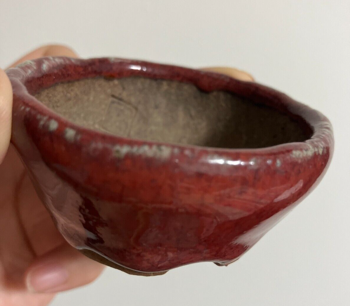 Japanese bonsai pot ECHIZEN BUNZAN signed MAME round brown glazed New φ2.8" #22