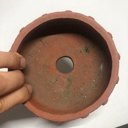 Japanese Bonsai pot RYOZAN 両山 TAIKO Hand formed Rivets DEIMONO φ4.3" /428