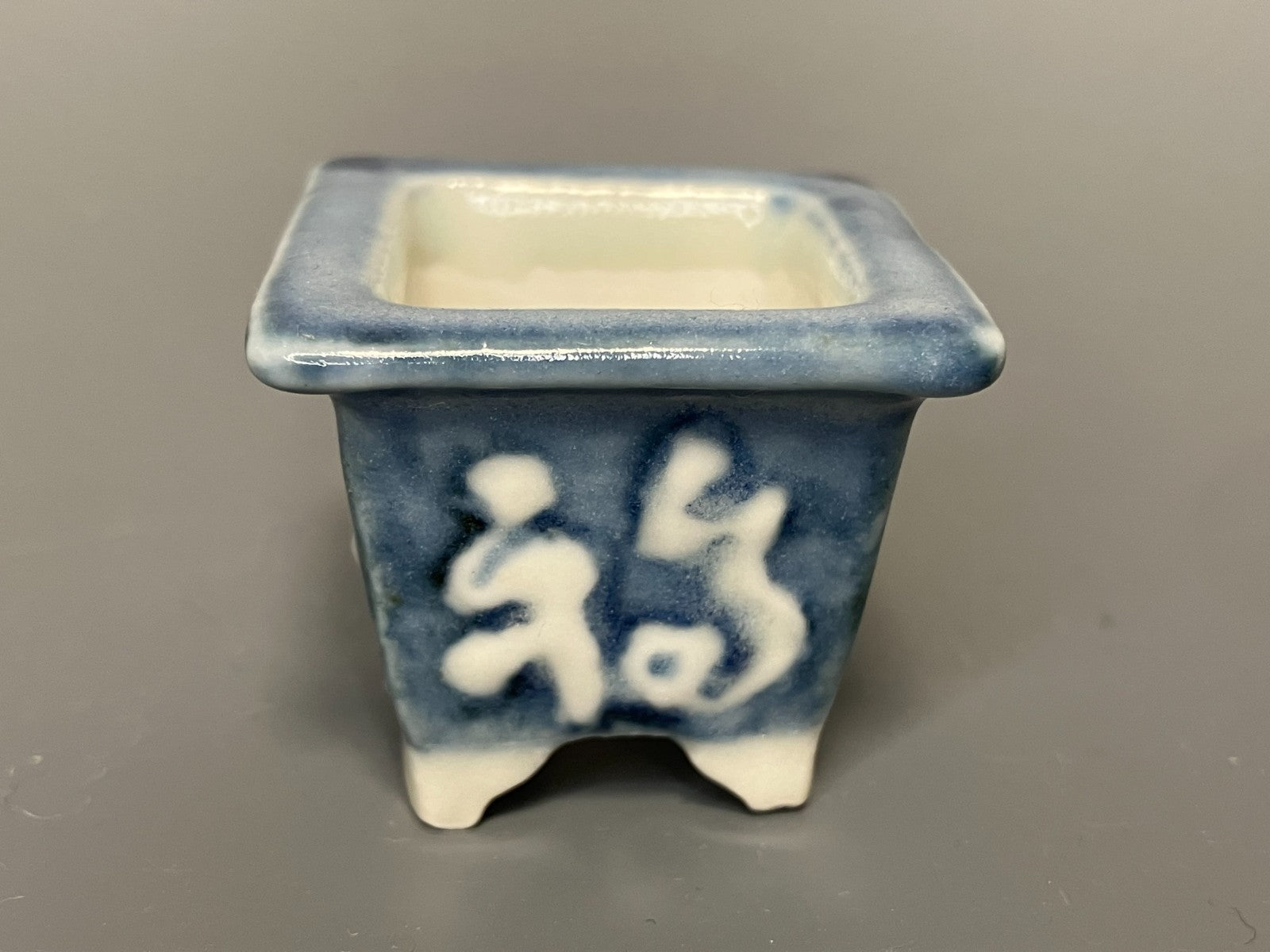 Japanese Bonsai pot YUKA ISHIKAWA signed The Lucky Bat Rctgl MAME w1.4" /434