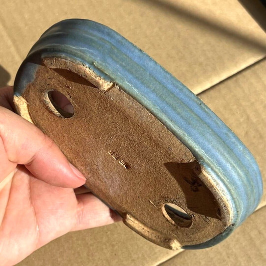 Japanese TOKONAME Bonsai pot HATTORI signed KINYU glazed Rctgl SESSOKU w5" *364