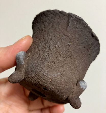 Japanese bonsai pot RYUGAKU signed 3 Legs hand formed jar shape φ2.7" 2