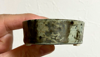Japanese bonsai pot AKIMUNE AIGAKE Double glazed Green gray Shallow φ2.2" /319
