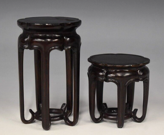 Japanese wooden bonsai stand Flower table Curled legs KADAI set of 2 φ2" /408