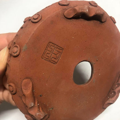 Japanese Bonsai pot RYOZAN 両山 TAIKO Hand formed Rivets DEIMONO φ4.3" /428