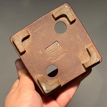 Japanese Bonsai pot HEIAN KOSEN signed SHIDEI Pear skin Square w3.9" /439 11