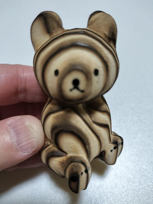 Japanese Wooden Bear KUMABOKKO AINU Hokkaido Hand carved craft Art h2.4" /385